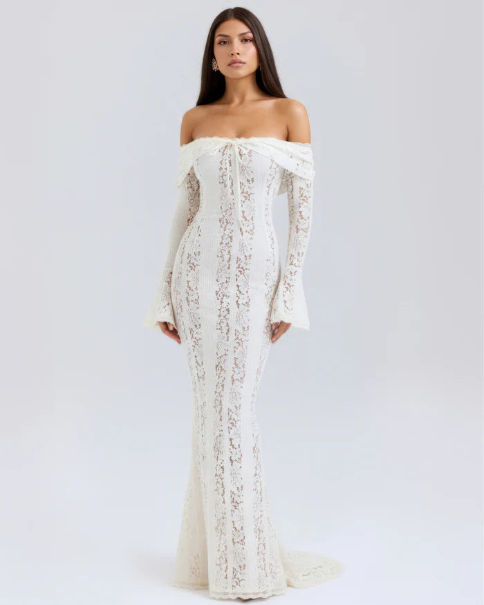Rebekah | Lace Off-Shoulder Godet Maxi Dress oaklynwear