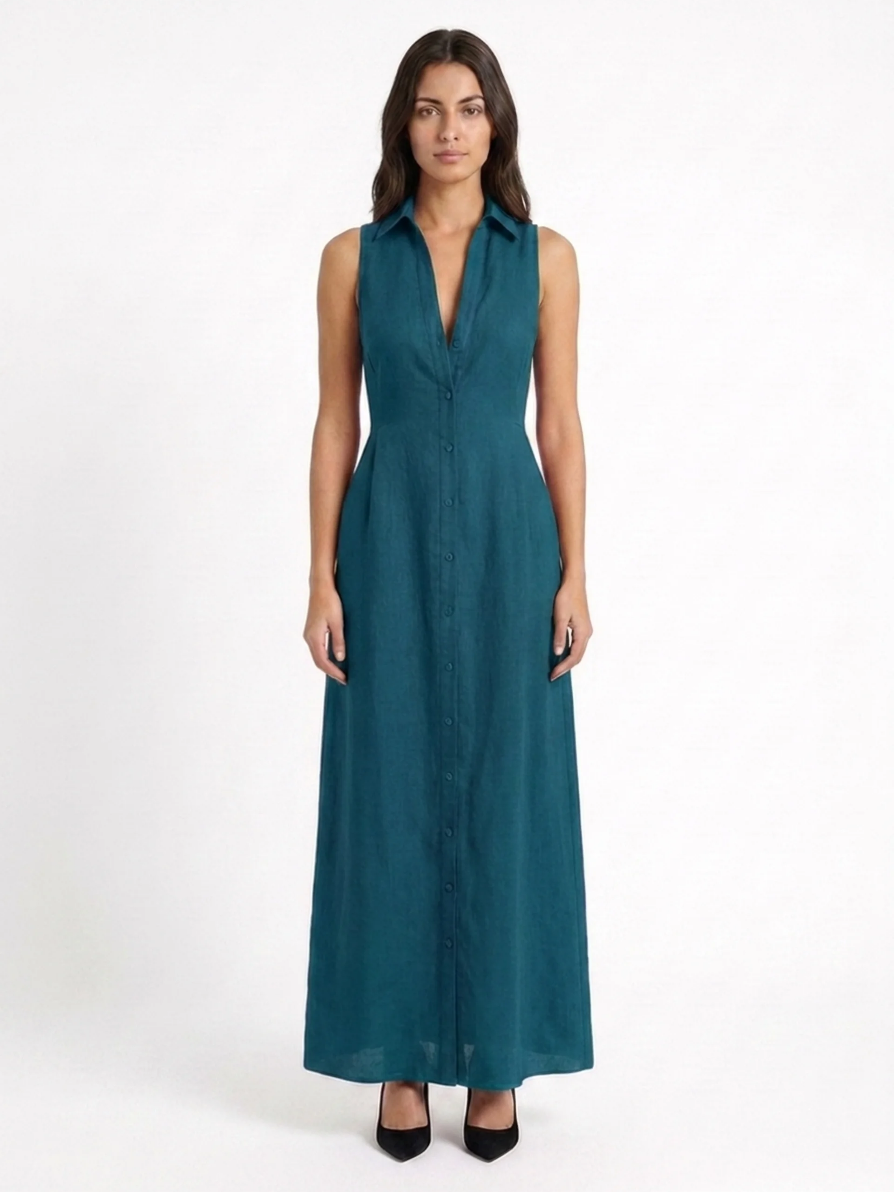 Claudette | Linen Maxi Shirt Dress oaklynwear