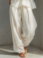 Chloe | Women's Cream Two-Piece Set With Semi-Sheer Chiffon Sleeveless Top oaklynwear