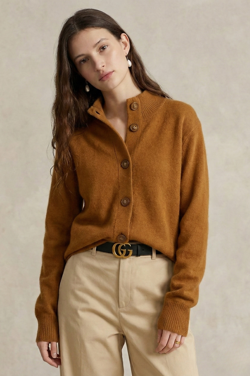 Everly | Button-Up Collared Cardigan with Statement Buttons, Cozy Winter Knit oaklynwear
