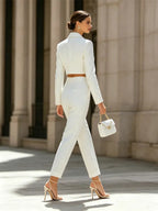 White Single-breasted Blazer And Trousers 2-Piece Suit oaklynwear