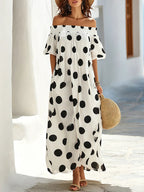 Dotty | Polka Dot Off-Shoulder Maxi Dress oaklynwear