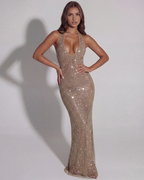Aurea | Rhinestone Halter Maxi Dress oaklynwear