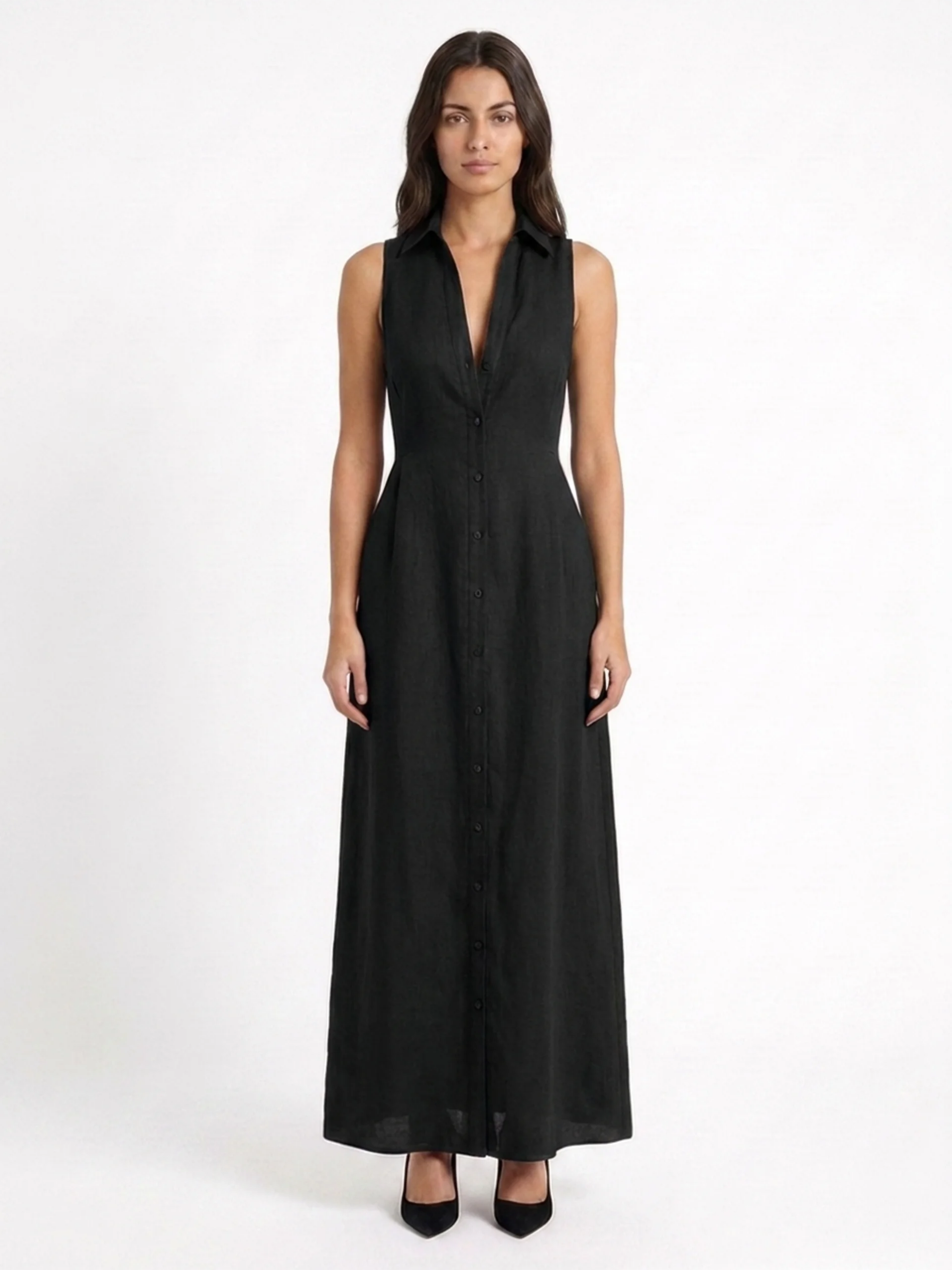 Claudette | Linen Maxi Shirt Dress oaklynwear