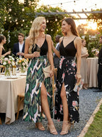 Vibe™ | Women's Floral Boho Maxi Dress – Spaghetti Strap V-Neck Side Split Flowy Beach Dress oaklynwear