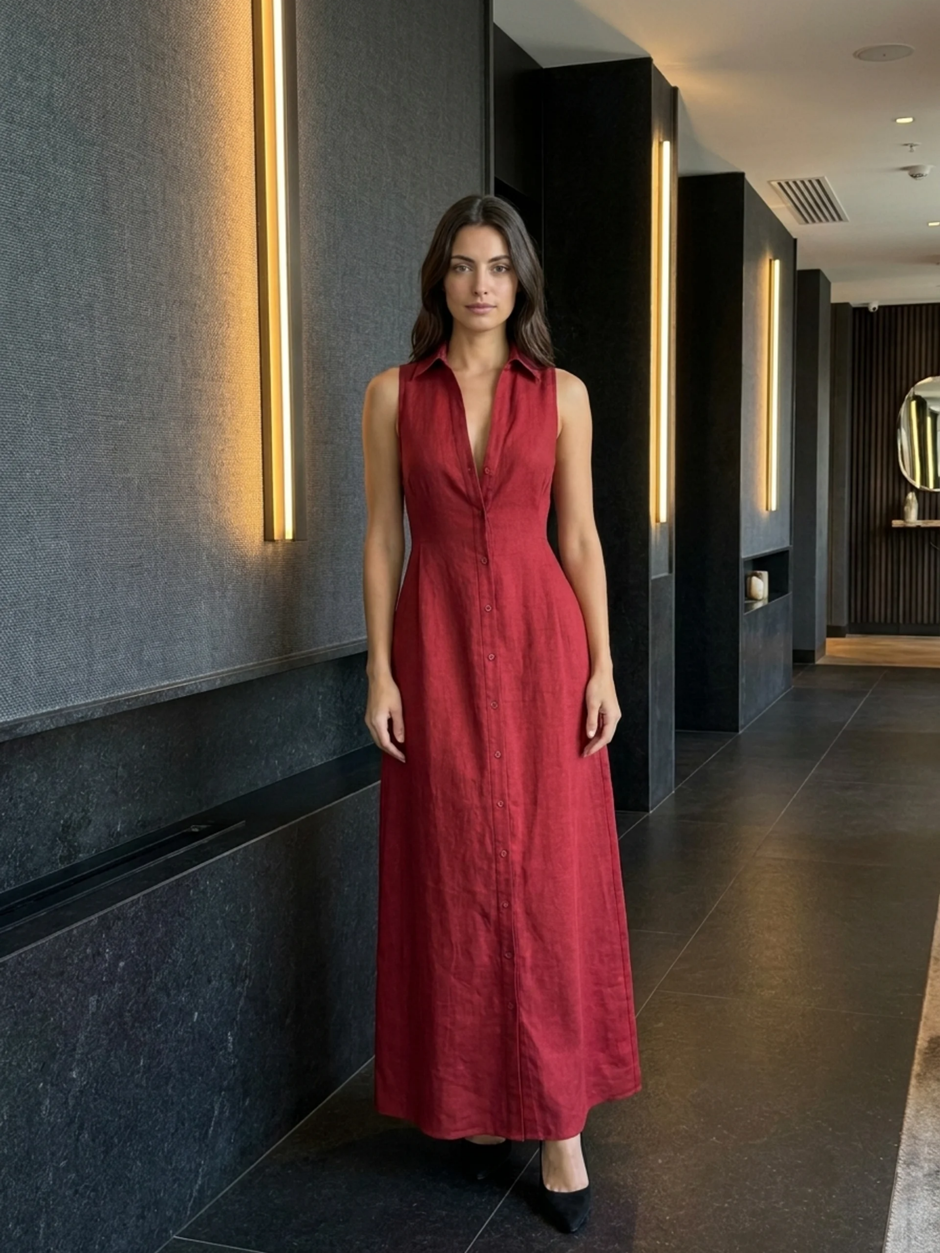 Claudette | Linen Maxi Shirt Dress oaklynwear