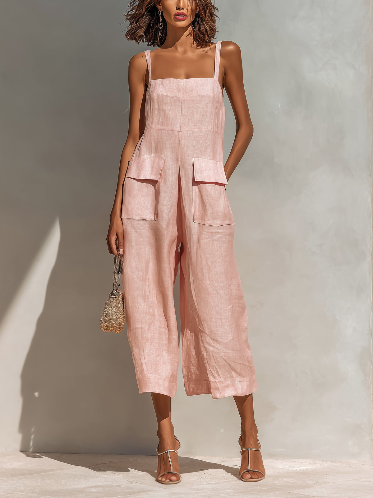 Rosie | Wide-Leg Linen Cropped Jumpsuit oaklynwear
