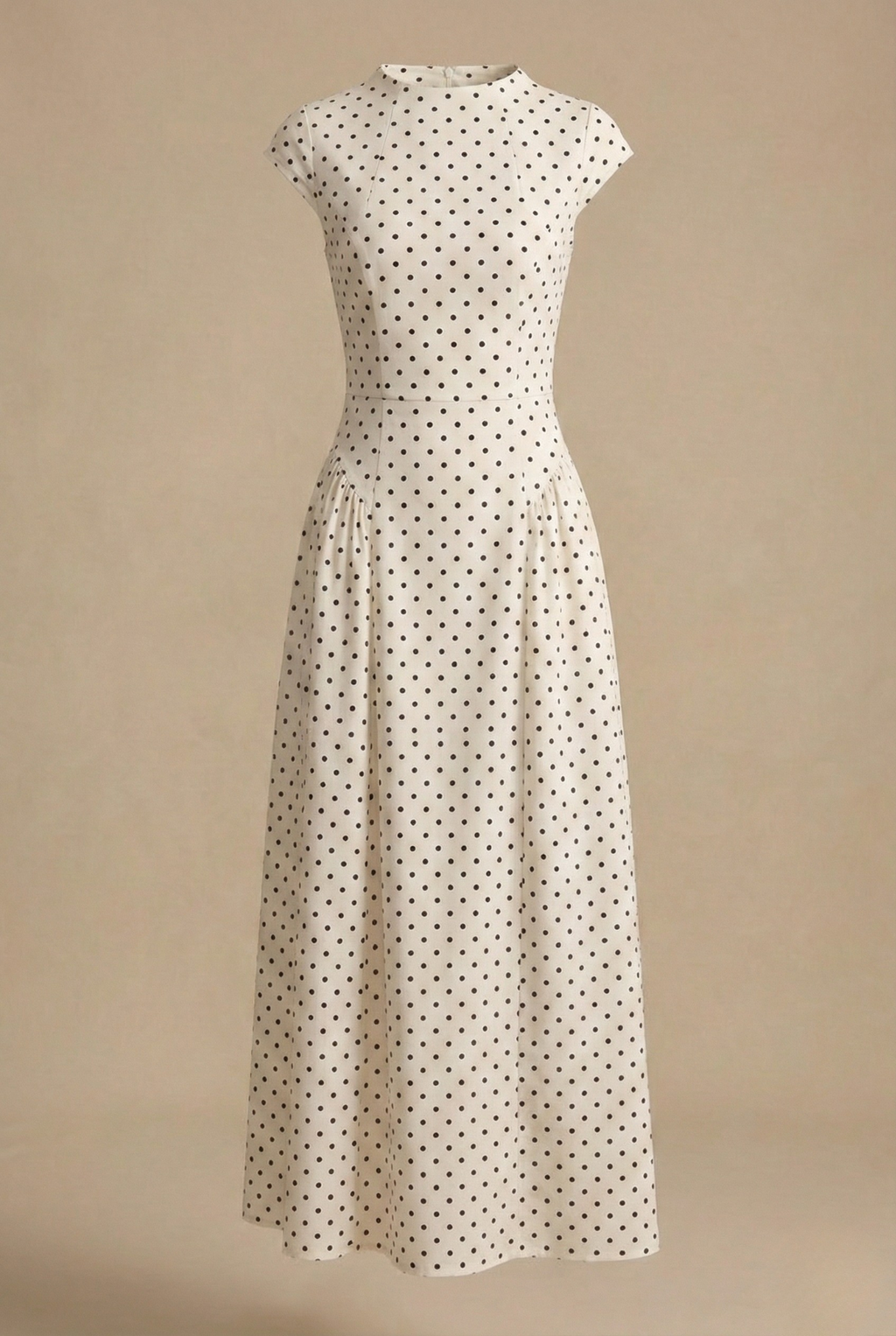Women’s Polka Dot Maxi Dress with Round Neck and A Line Silhouette oaklynwear
