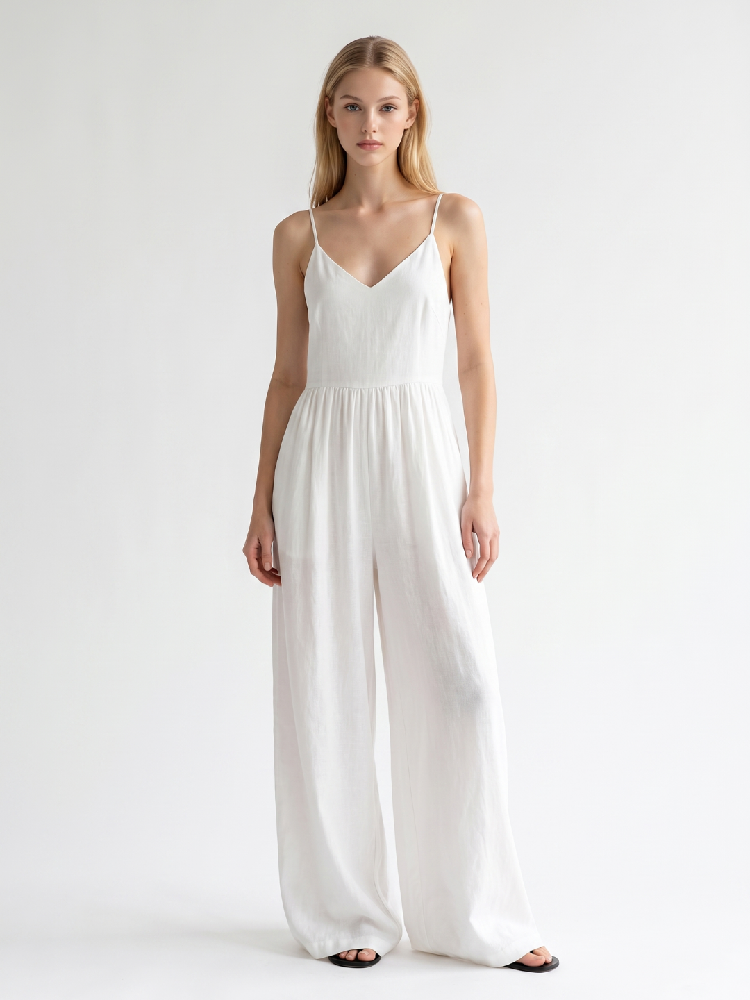 June | White Linen Sleeveless Jumpsuit oaklynwear