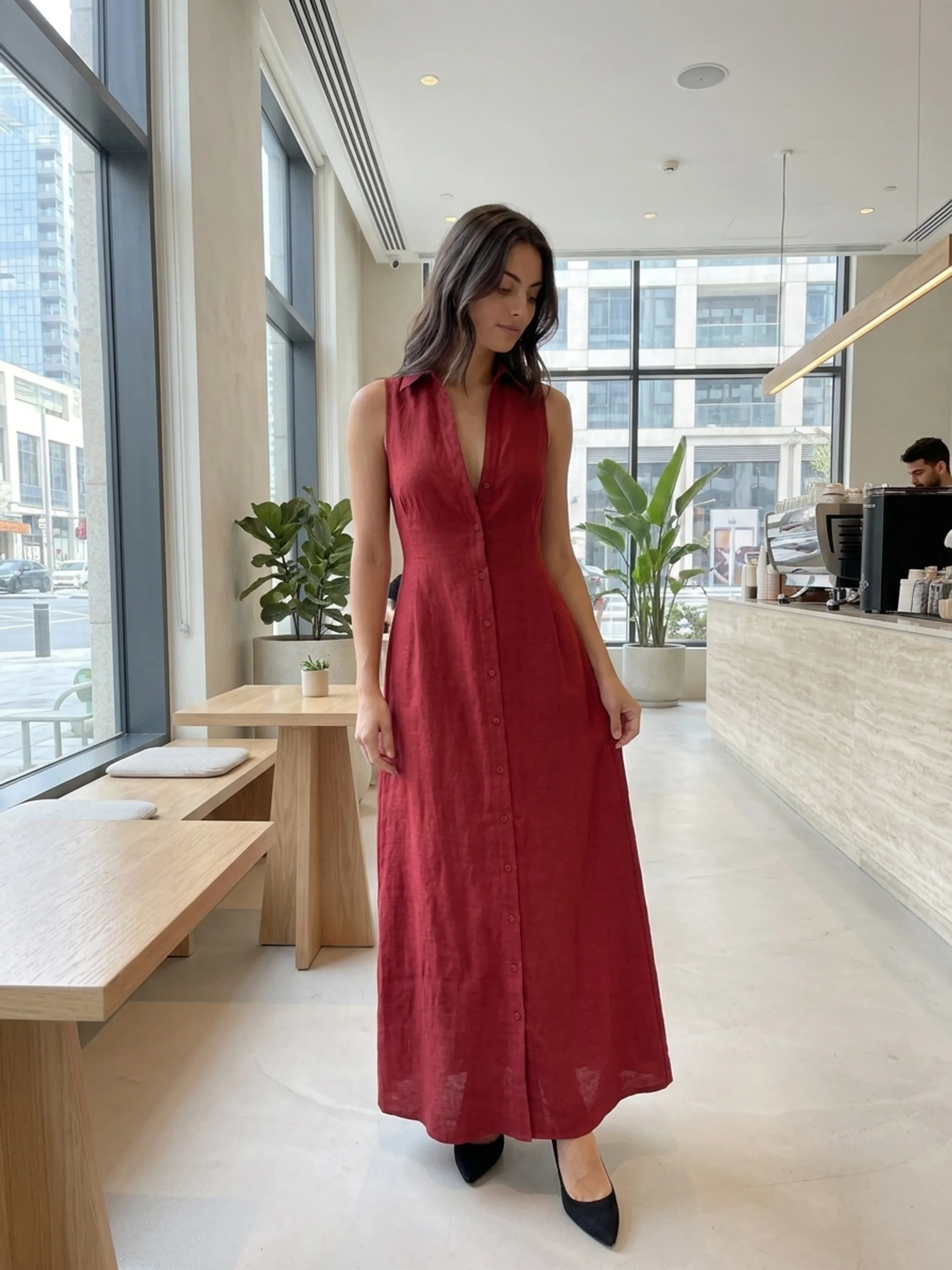 Claudette | Linen Maxi Shirt Dress oaklynwear