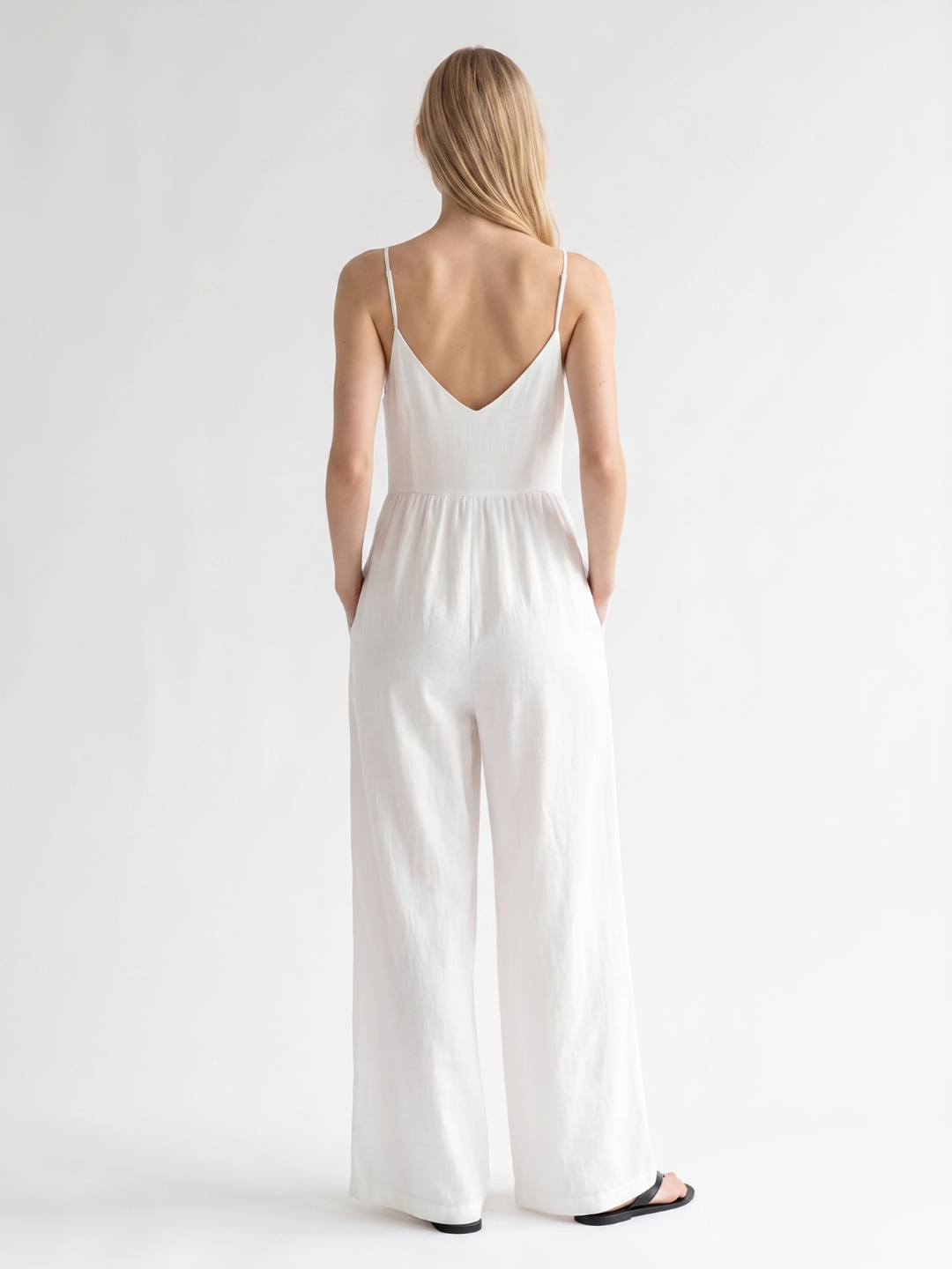 June | White Linen Sleeveless Jumpsuit oaklynwear