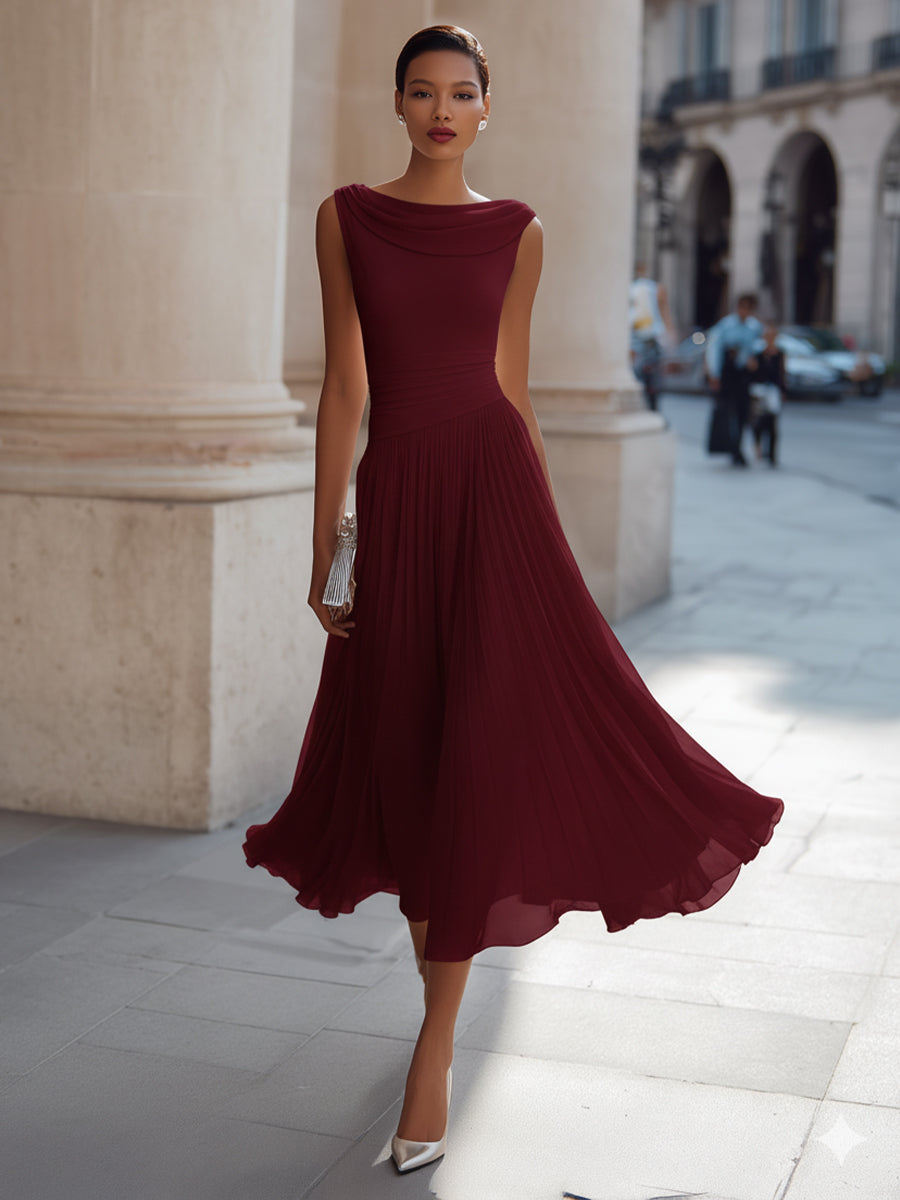 Isabelle | Women's Pleated Midi Dress oaklynwear