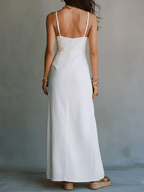 Bianca | Strappy Slit White Maxi Dress oaklynwear