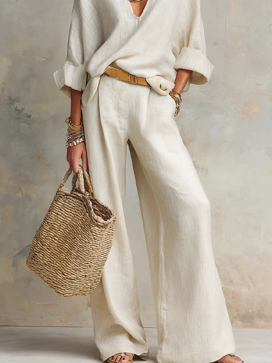 Isla™ | Women's Loose Linen Set – Two-Piece Resort Wear Outfit for Summer oaklynwear