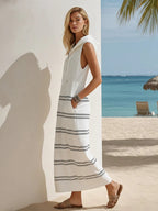 Marina | Striped Hooded Sleeveless Maxi Dress oaklynwear