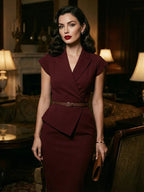 Solid Color Tailored Waist Blazer And Skirt 2-Piece Suit oaklynwear