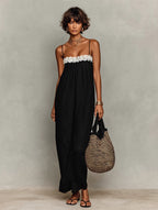 Vivienne | Women's Minimalist Linen-Blend Lace-Paneled Strapless oaklynwear