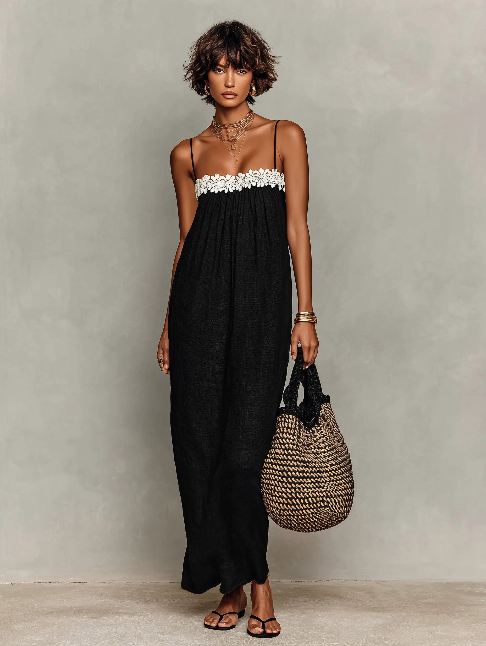 Vivienne | Women's Minimalist Linen-Blend Lace-Paneled Strapless oaklynwear