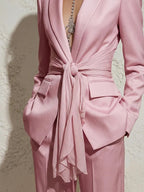 Pink Satin Blazer and Trousers 2-Piece Suit oaklynwear