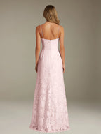 Floral Lace Formal Dress – Sweetheart Spaghetti Strap A-Line Floor Length Dress with Slit oaklynwear