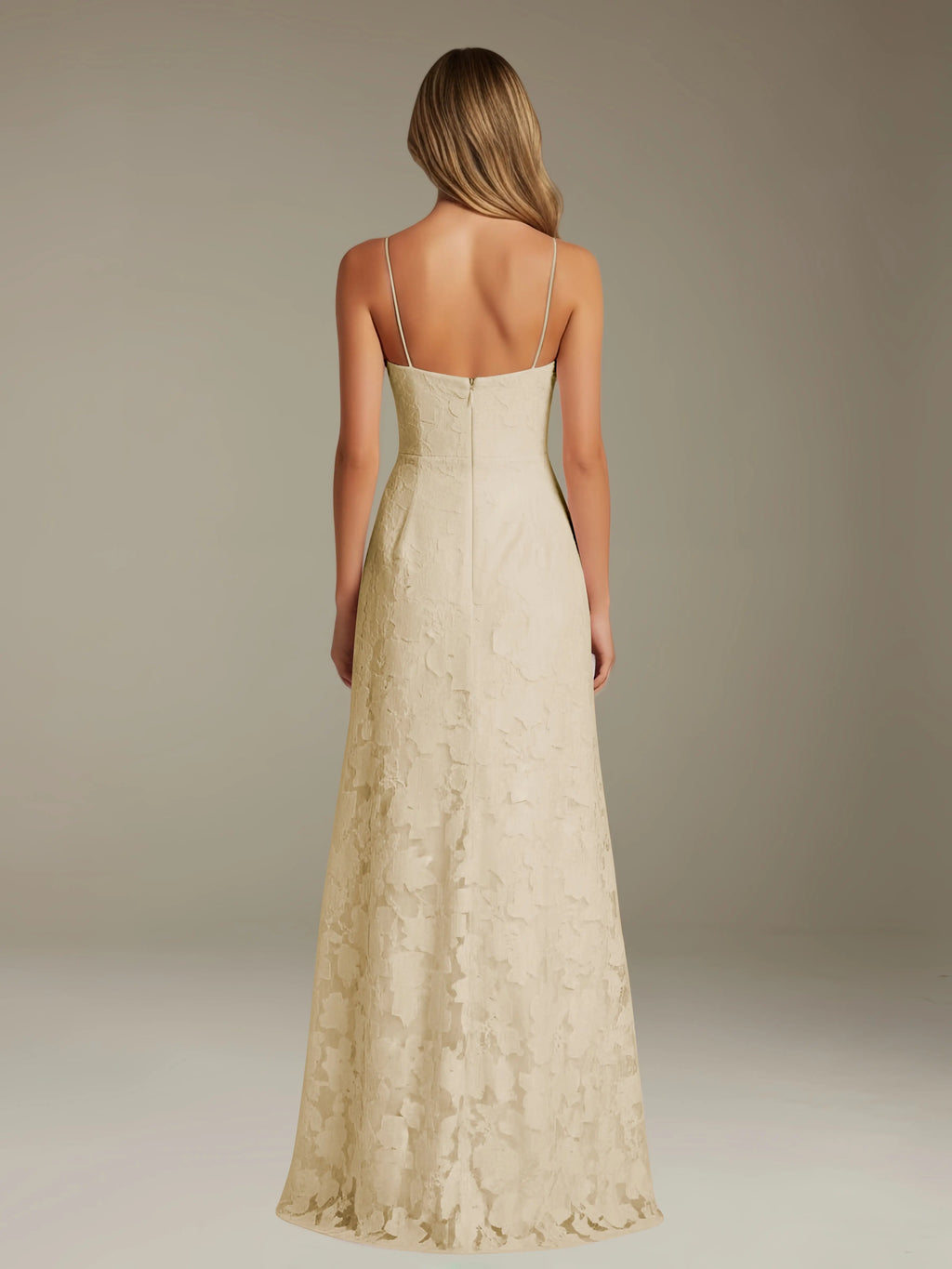 Floral Lace Formal Dress – Sweetheart Spaghetti Strap A-Line Floor Length Dress with Slit oaklynwear