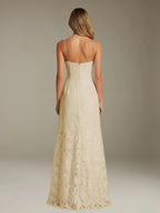 Floral Lace Formal Dress – Sweetheart Spaghetti Strap A-Line Floor Length Dress with Slit oaklynwear