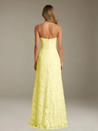 Floral Lace Formal Dress – Sweetheart Spaghetti Strap A-Line Floor Length Dress with Slit oaklynwear