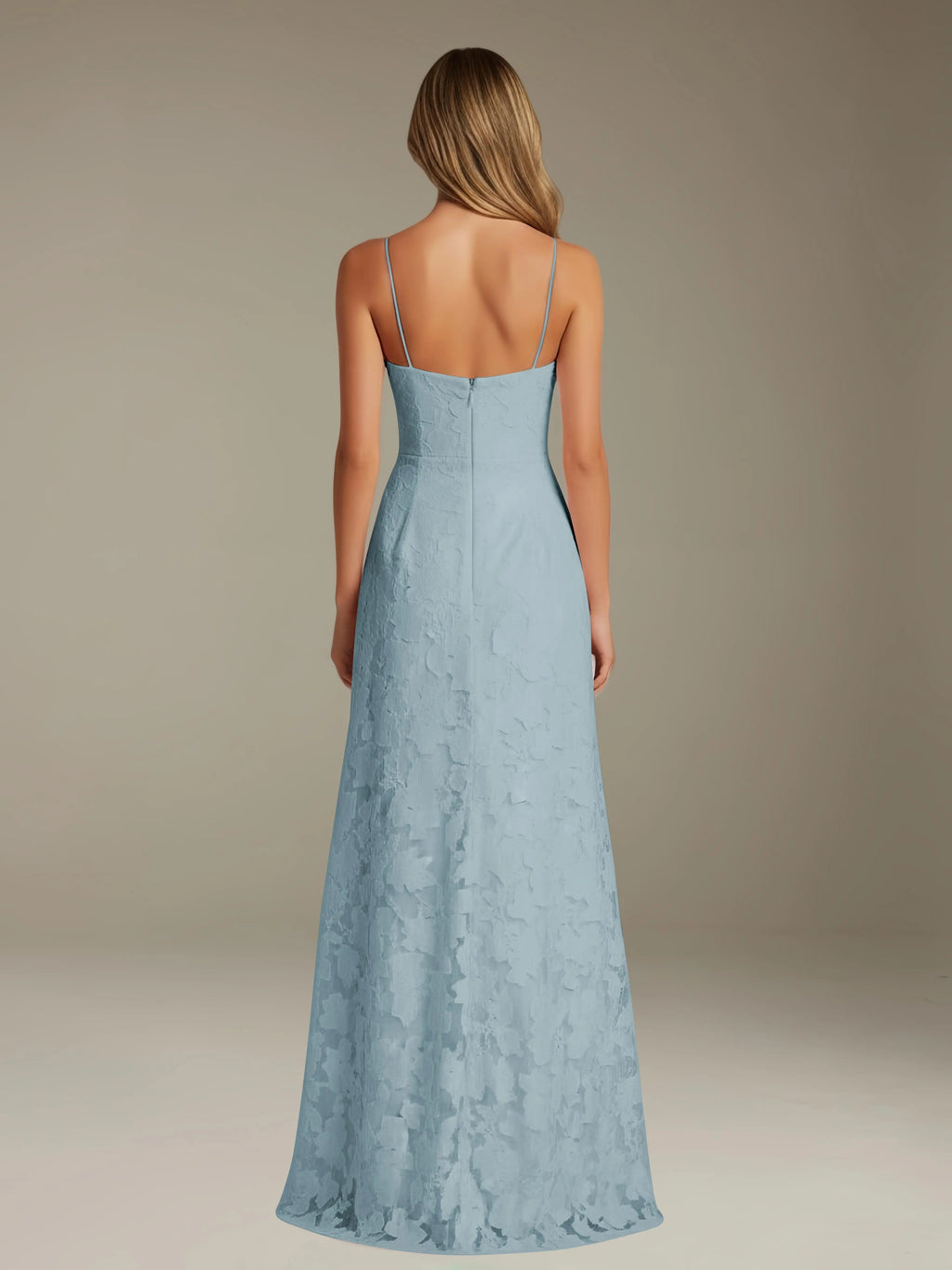 Floral Lace Formal Dress – Sweetheart Spaghetti Strap A-Line Floor Length Dress with Slit oaklynwear