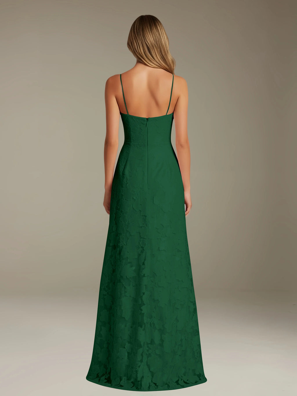 Floral Lace Formal Dress – Sweetheart Spaghetti Strap A-Line Floor Length Dress with Slit oaklynwear
