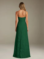 Floral Lace Formal Dress – Sweetheart Spaghetti Strap A-Line Floor Length Dress with Slit oaklynwear