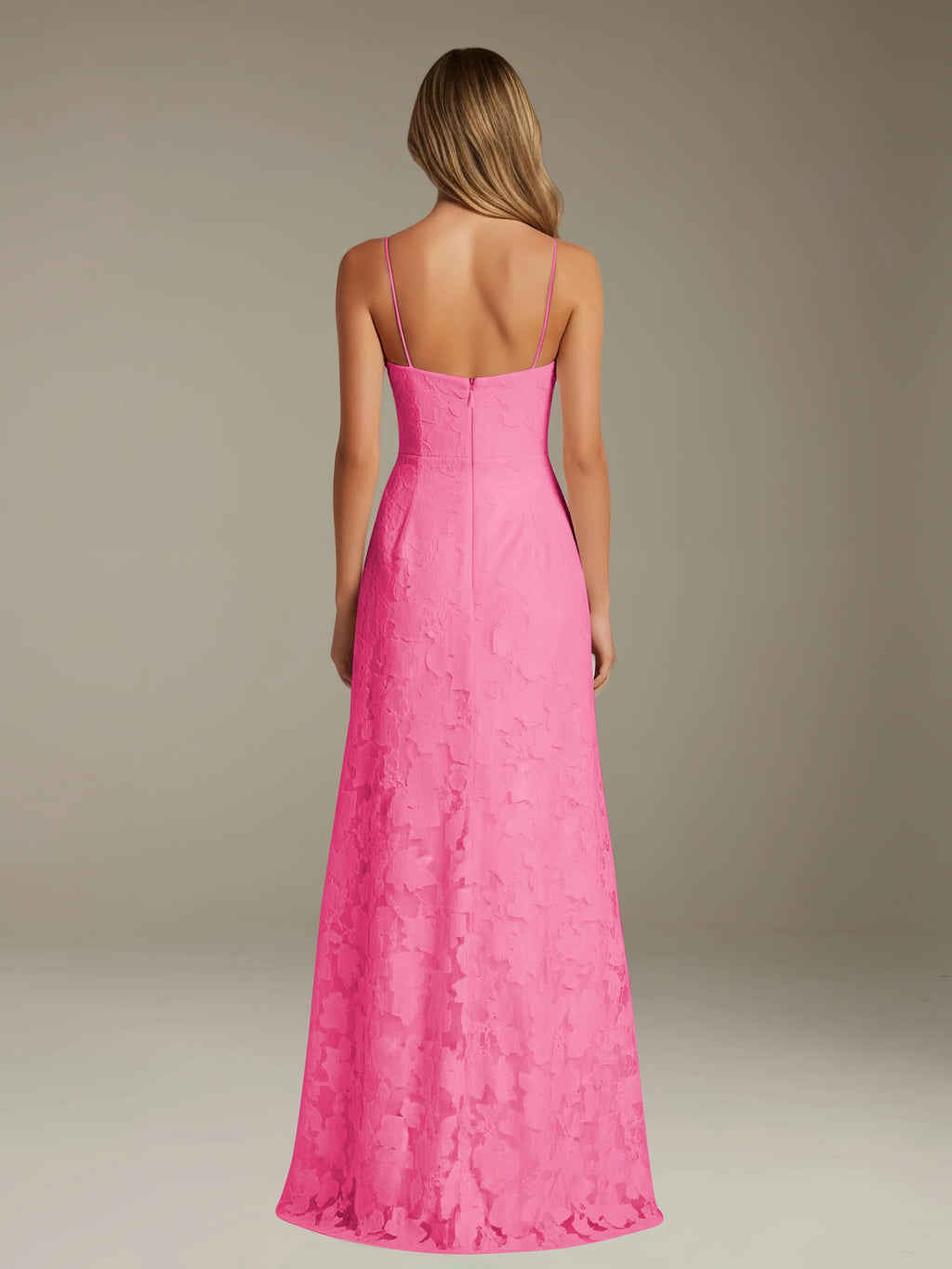 Floral Lace Formal Dress – Sweetheart Spaghetti Strap A-Line Floor Length Dress with Slit oaklynwear