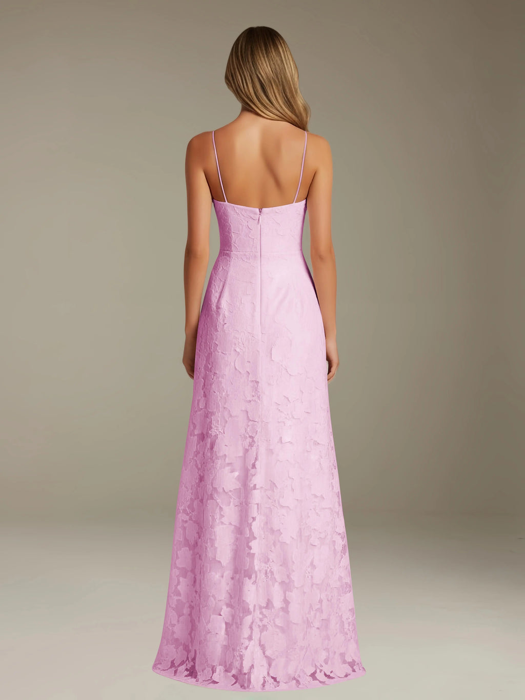 Floral Lace Formal Dress – Sweetheart Spaghetti Strap A-Line Floor Length Dress with Slit oaklynwear