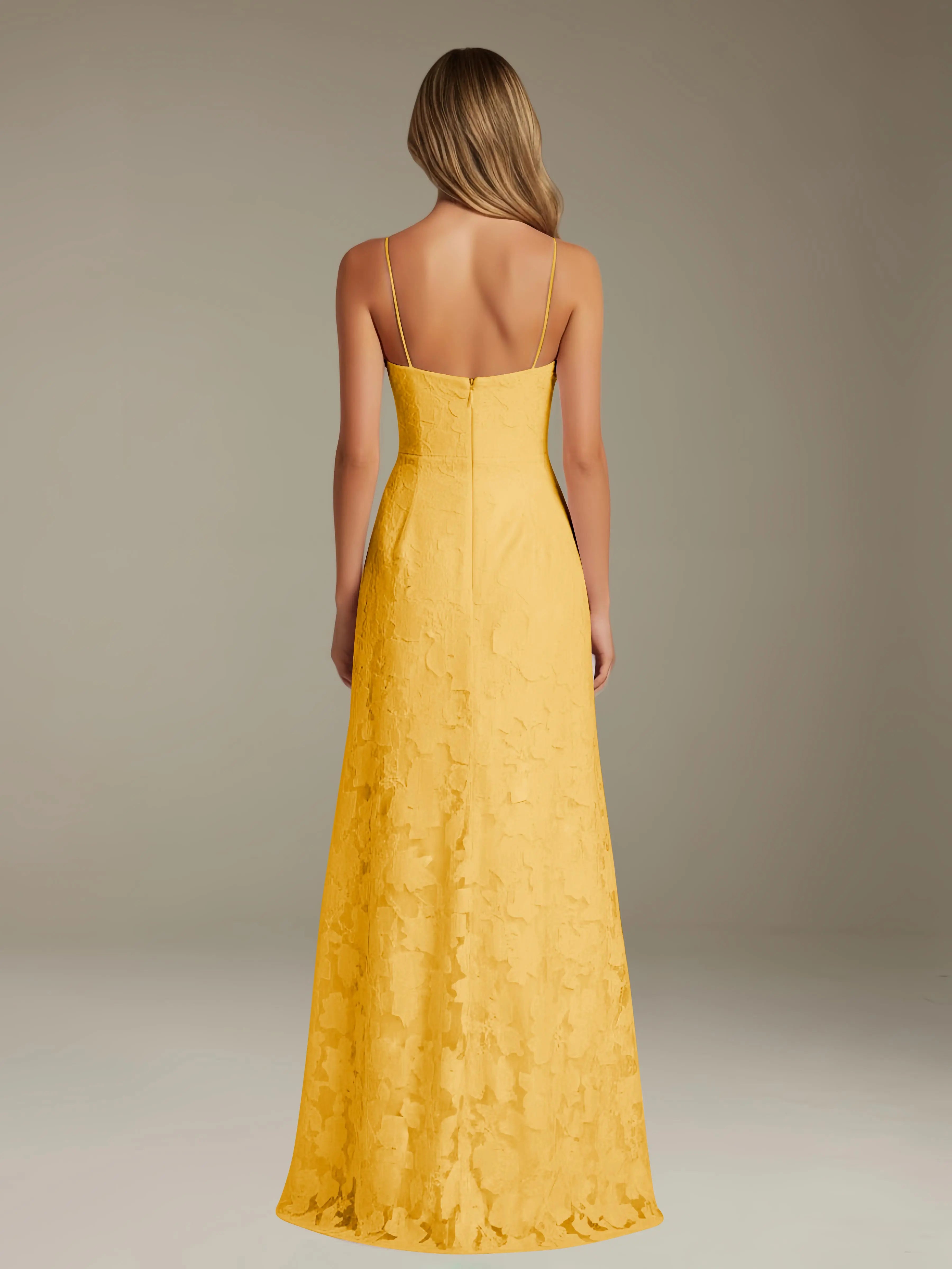 Floral Lace Formal Dress – Sweetheart Spaghetti Strap A-Line Floor Length Dress with Slit oaklynwear