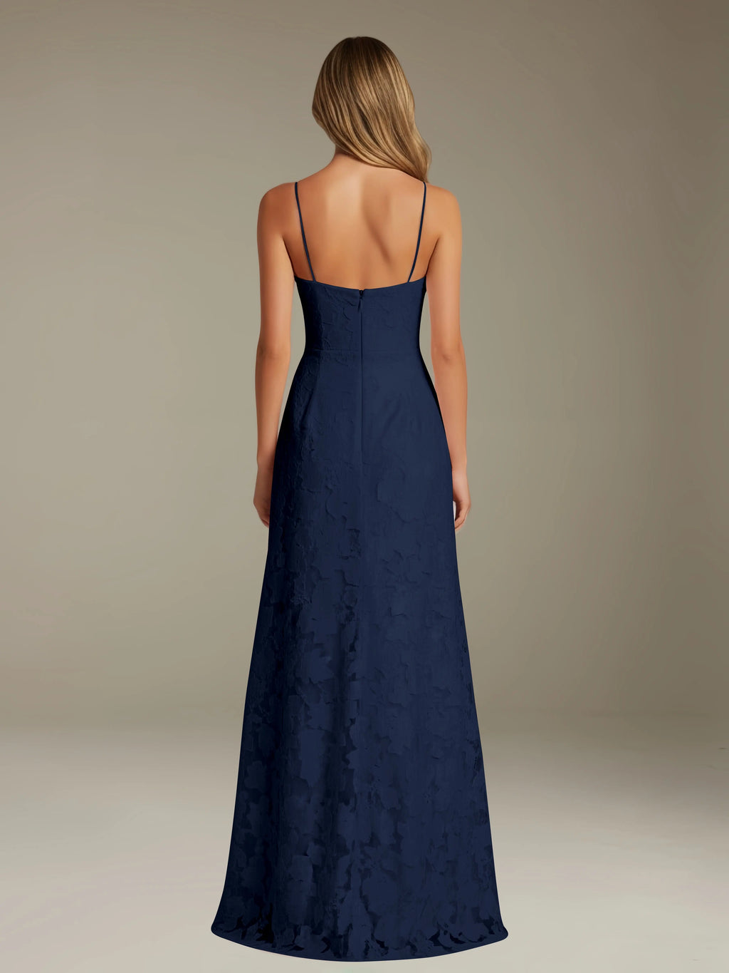 Floral Lace Formal Dress – Sweetheart Spaghetti Strap A-Line Floor Length Dress with Slit oaklynwear