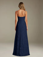 Floral Lace Formal Dress – Sweetheart Spaghetti Strap A-Line Floor Length Dress with Slit oaklynwear