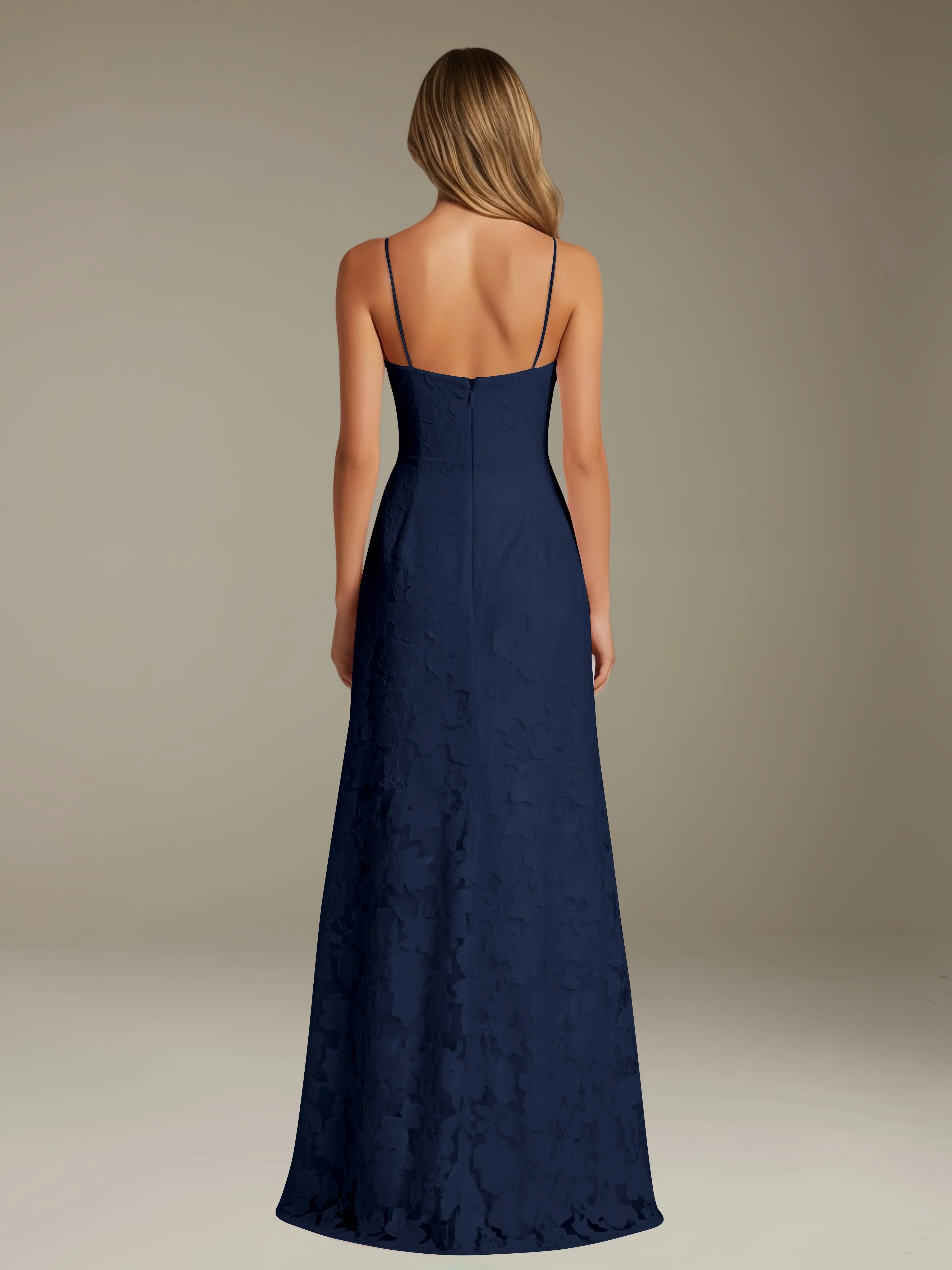 Floral Lace Formal Dress – Sweetheart Spaghetti Strap A-Line Floor Length Dress with Slit oaklynwear