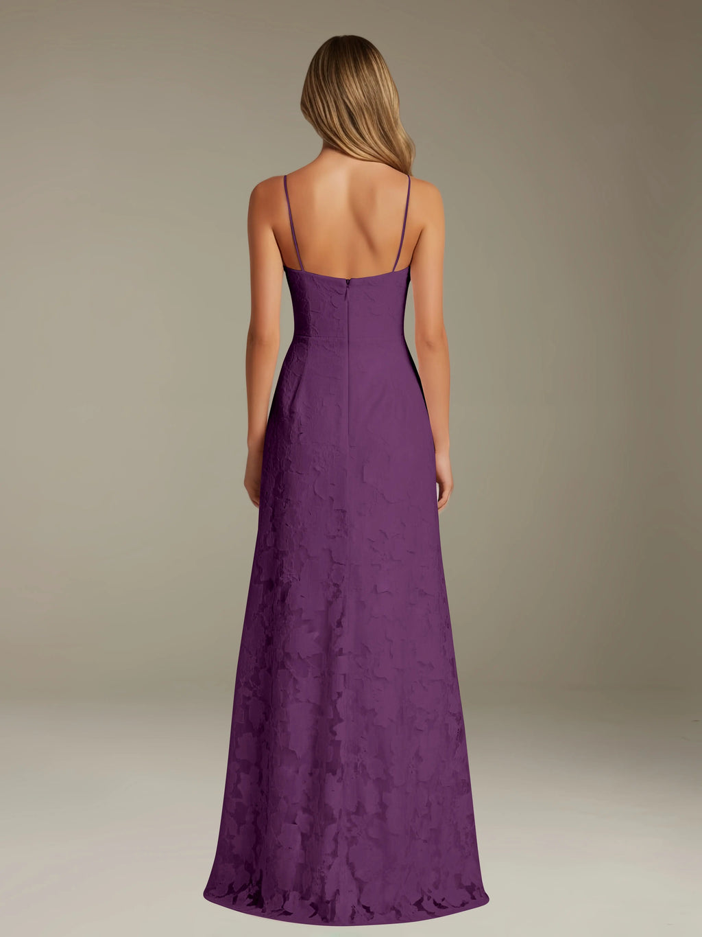 Floral Lace Formal Dress – Sweetheart Spaghetti Strap A-Line Floor Length Dress with Slit oaklynwear