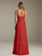 Floral Lace Formal Dress – Sweetheart Spaghetti Strap A-Line Floor Length Dress with Slit oaklynwear