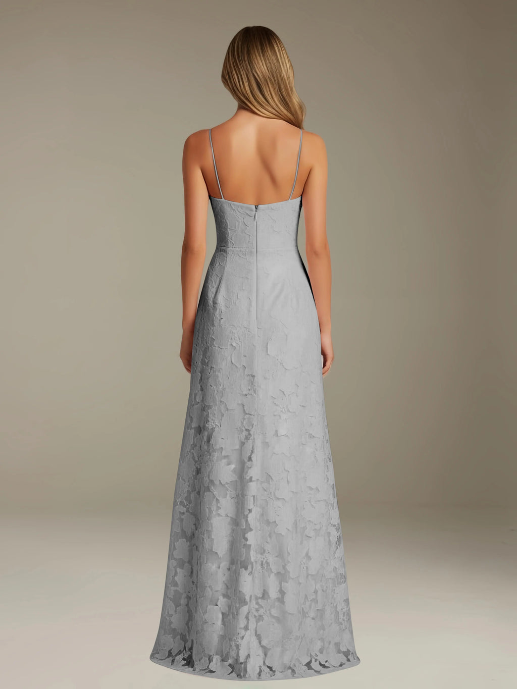 Floral Lace Formal Dress – Sweetheart Spaghetti Strap A-Line Floor Length Dress with Slit oaklynwear