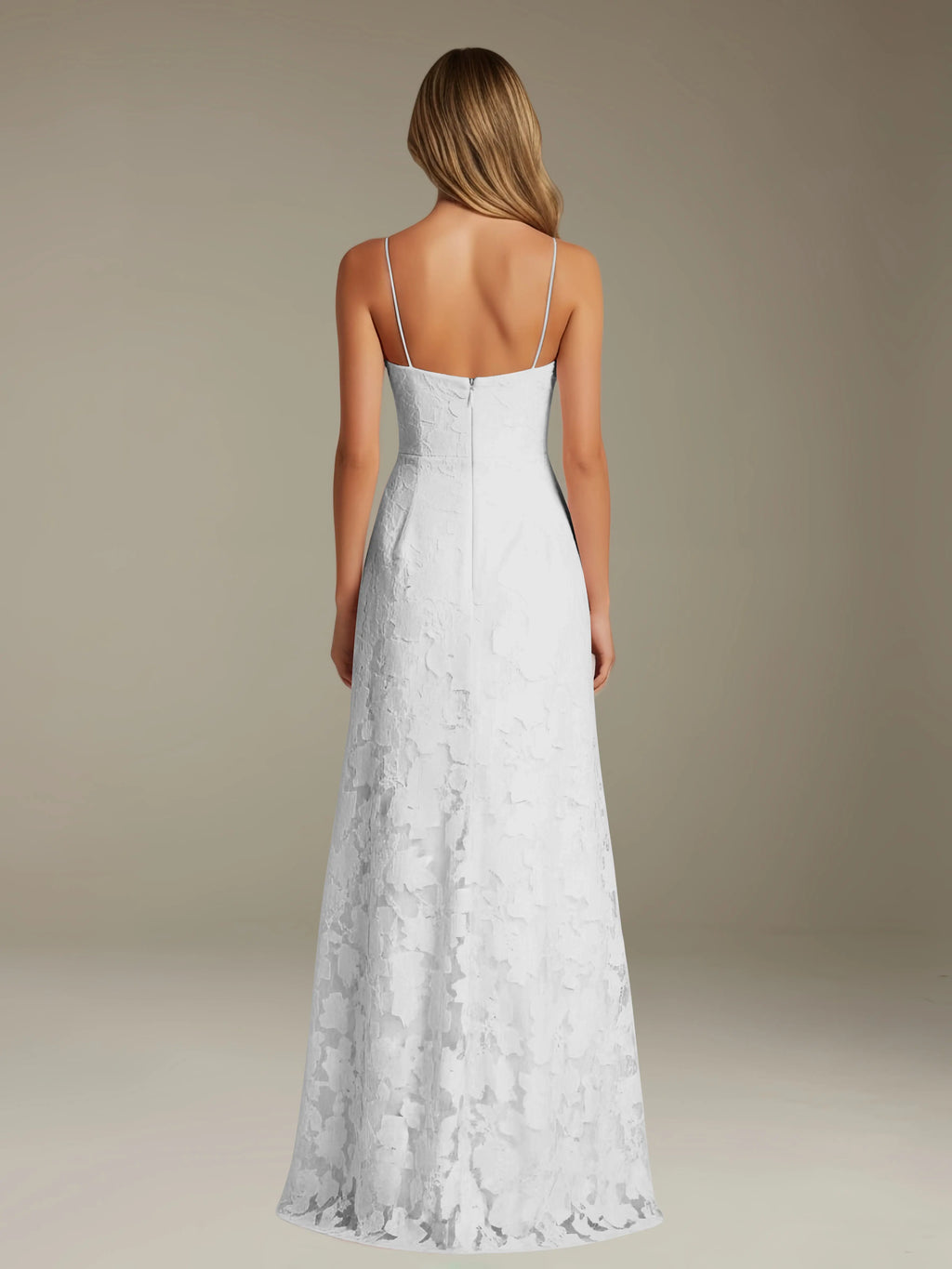 Floral Lace Formal Dress – Sweetheart Spaghetti Strap A-Line Floor Length Dress with Slit oaklynwear