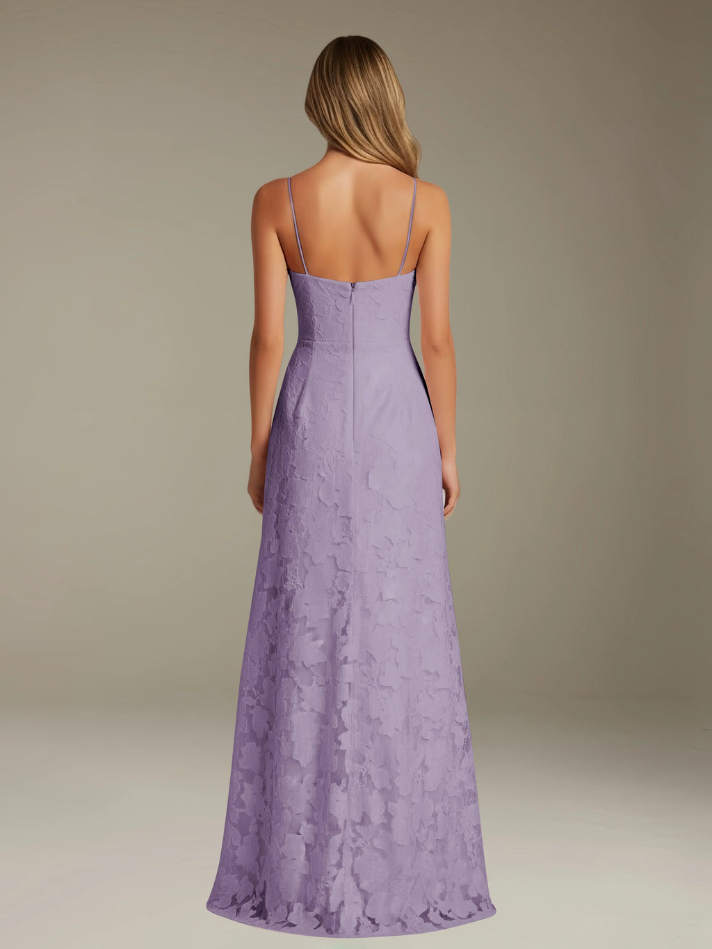Floral Lace Formal Dress – Sweetheart Spaghetti Strap A-Line Floor Length Dress with Slit oaklynwear