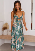 Sofia | Floral Spaghetti Strap Tie Front Maxi Wedding Guest Dress oaklynwear