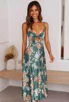 Sofia | Floral Spaghetti Strap Tie Front Maxi Wedding Guest Dress oaklynwear