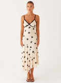 Midi Dress with Floral Embroidery – Elegant Evening Wear - Women's oaklynwear