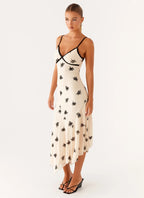 Midi Dress with Floral Embroidery – Elegant Evening Wear - Women's oaklynwear