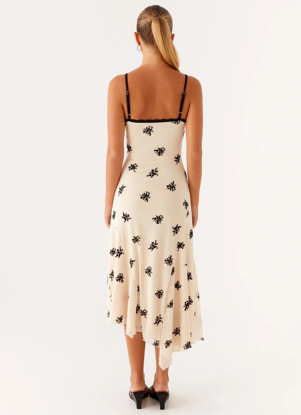Midi Dress with Floral Embroidery – Elegant Evening Wear - Women's oaklynwear