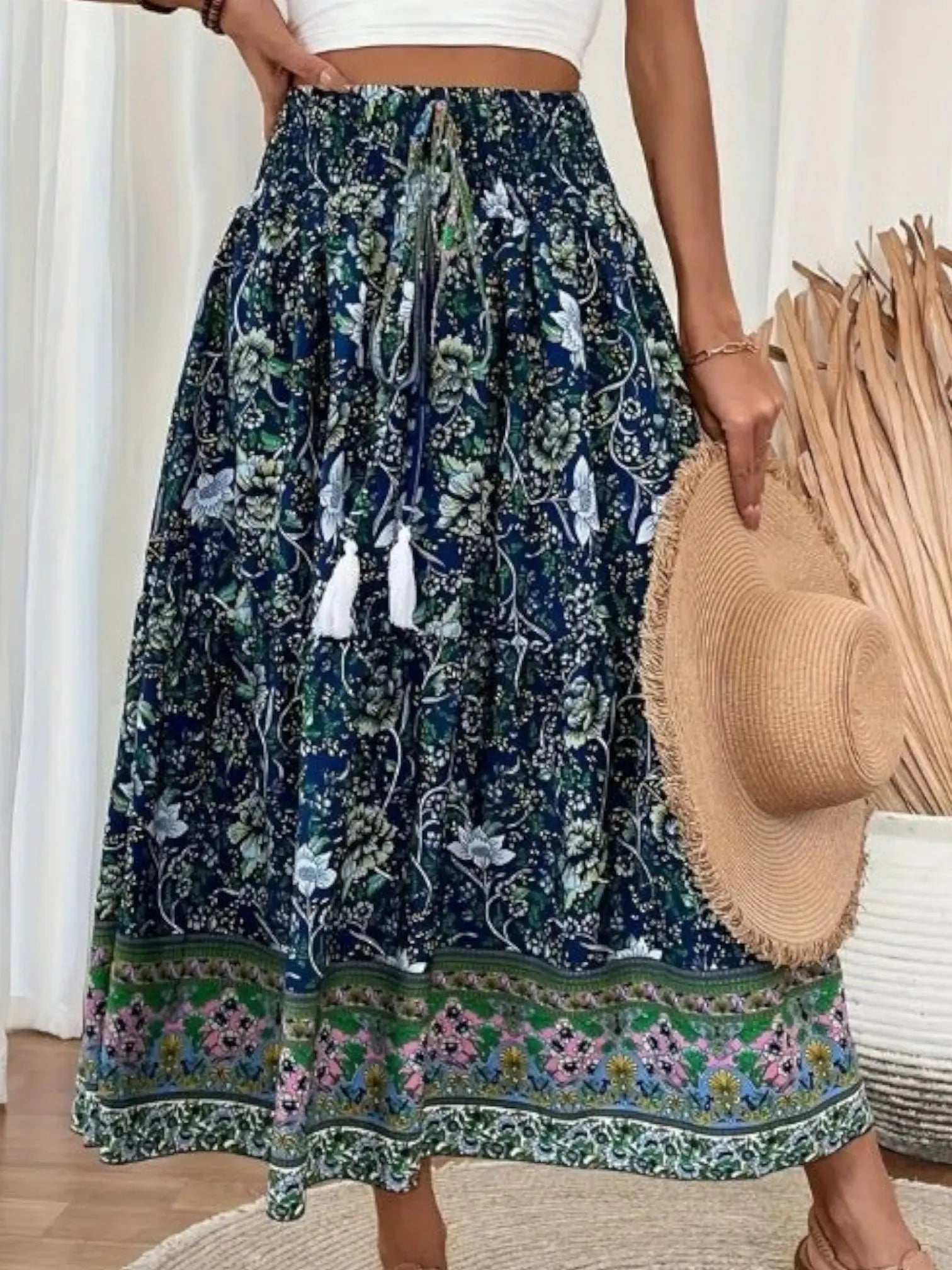 Sage | Boho Flowing Maxi Skirt oaklynwear