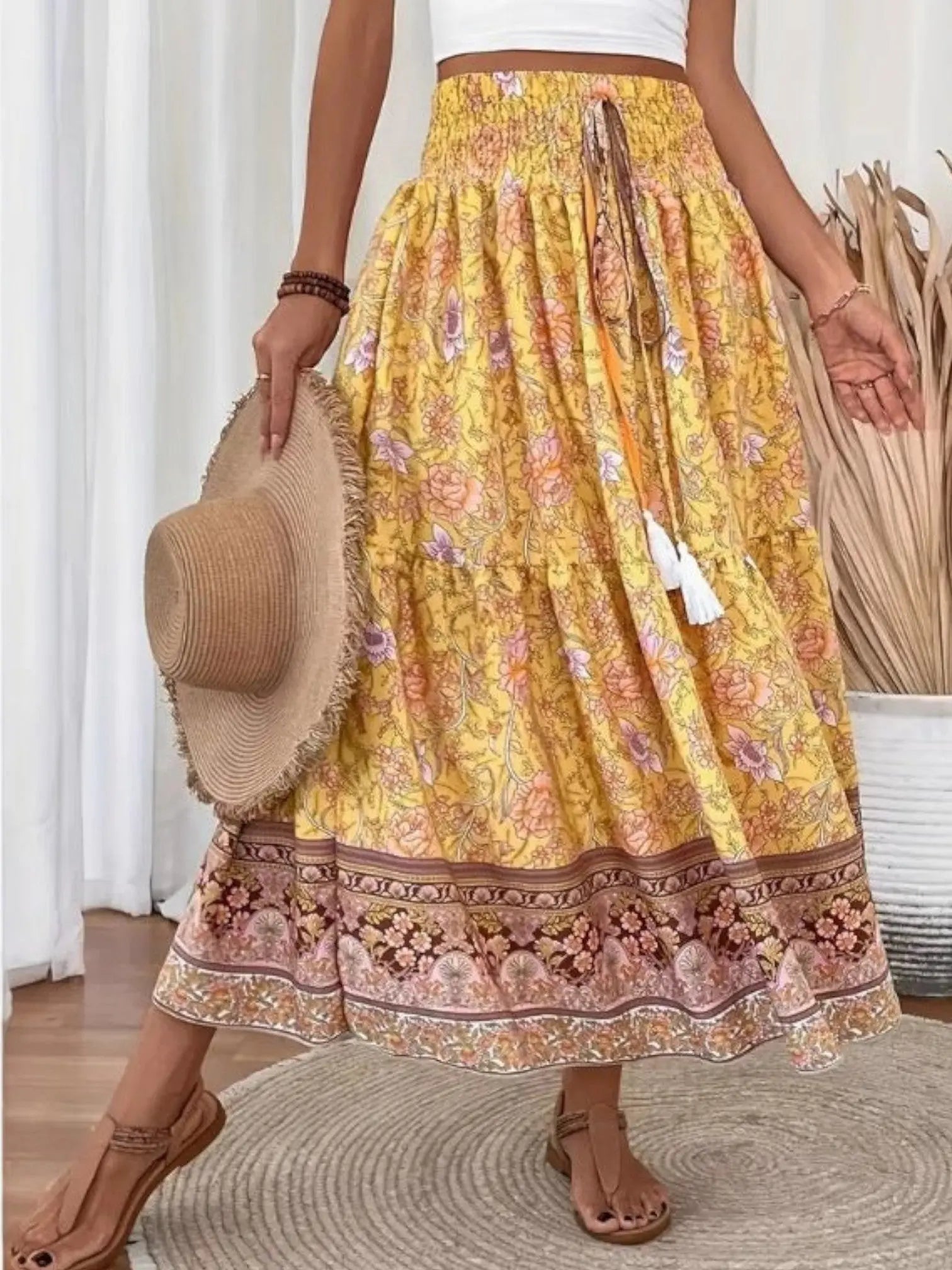 Sage | Boho Flowing Maxi Skirt oaklynwear