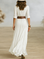 Bohemian Maxi Dress with Long Sleeves & High Front Split oaklynwear