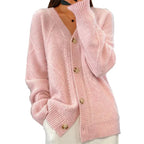 Aaliyah | Button Front V-Neck Cardigan with Diamond Knit Detail, Everyday Layer oaklynwear